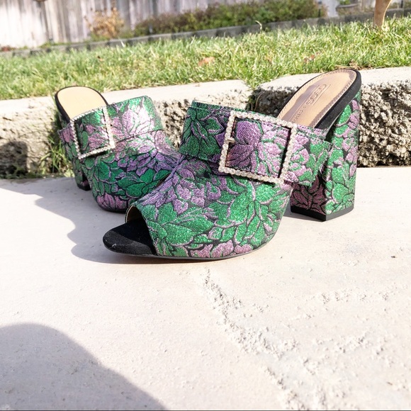 ASOS Flower Heeled Mules Buckle Rhinestone - Picture 12 of 12